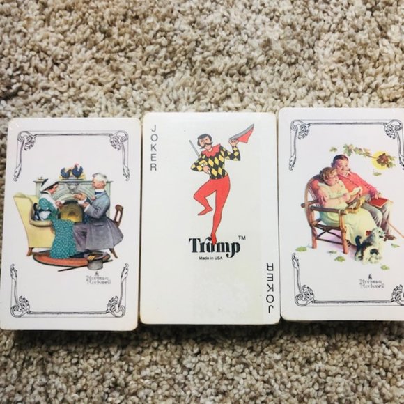 3 New/Sealed TRUMP Playing Cards Winter Fall Norman Rockwell - Picture 1 of 6